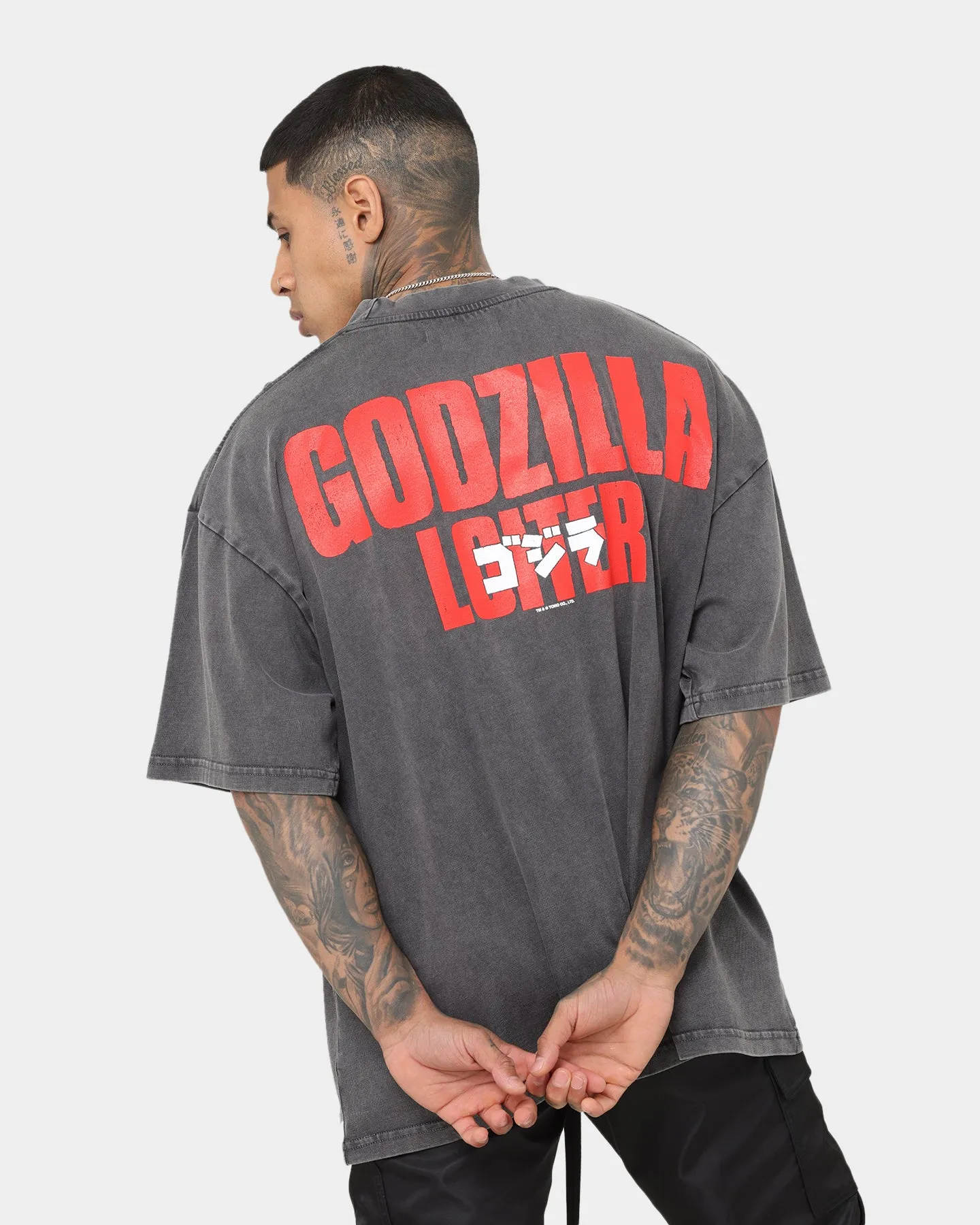 Loiter X Godzilla Godzilla Vintage T-Shirt Charcoal Oversized Fit