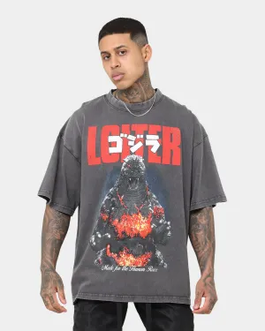 Loiter X Godzilla Godzilla Vintage T-Shirt Charcoal Chic and Cozy Wear Smart Casual Look