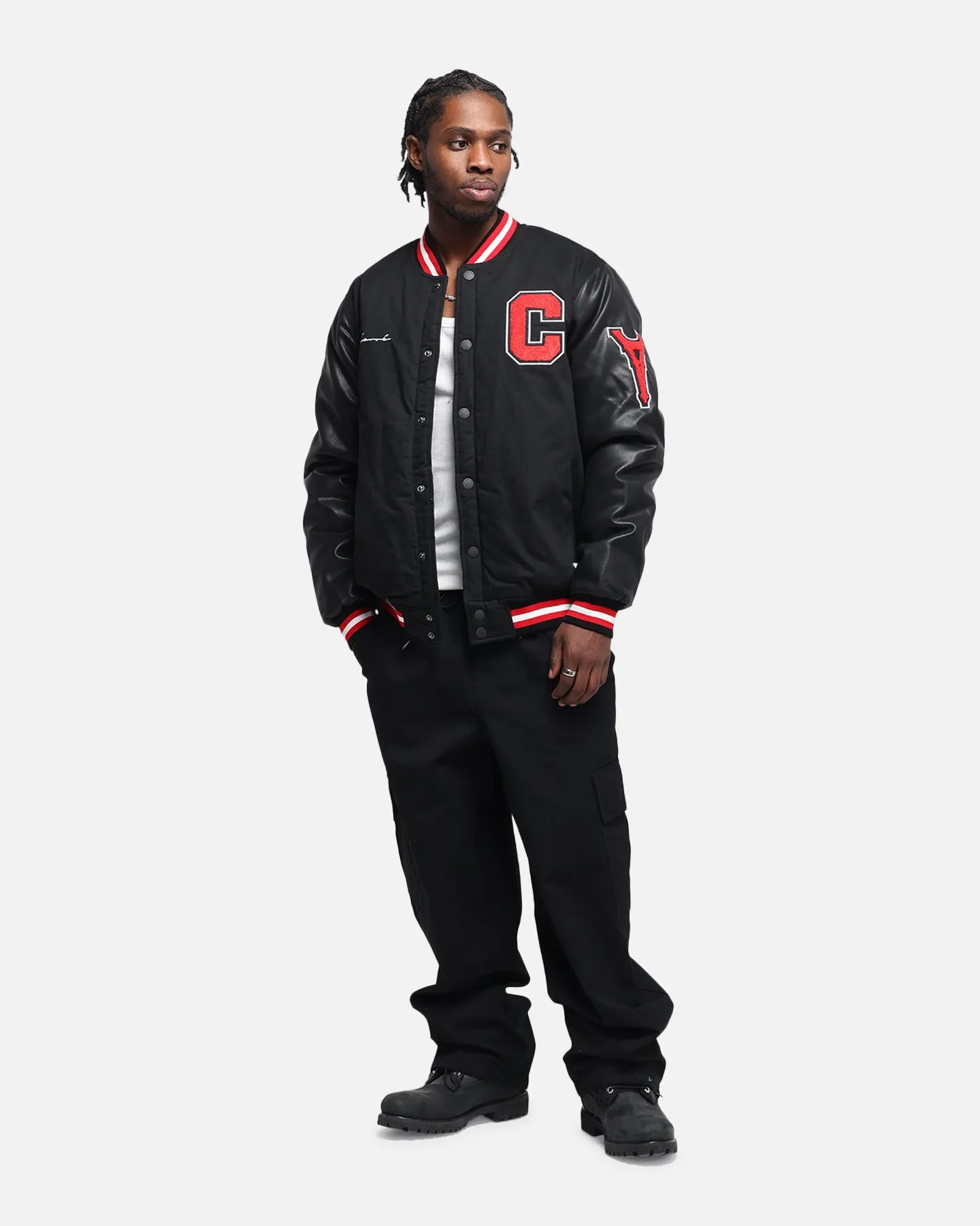 Casual Recycled Material Carre MVP Varsity Jacket Black/Red