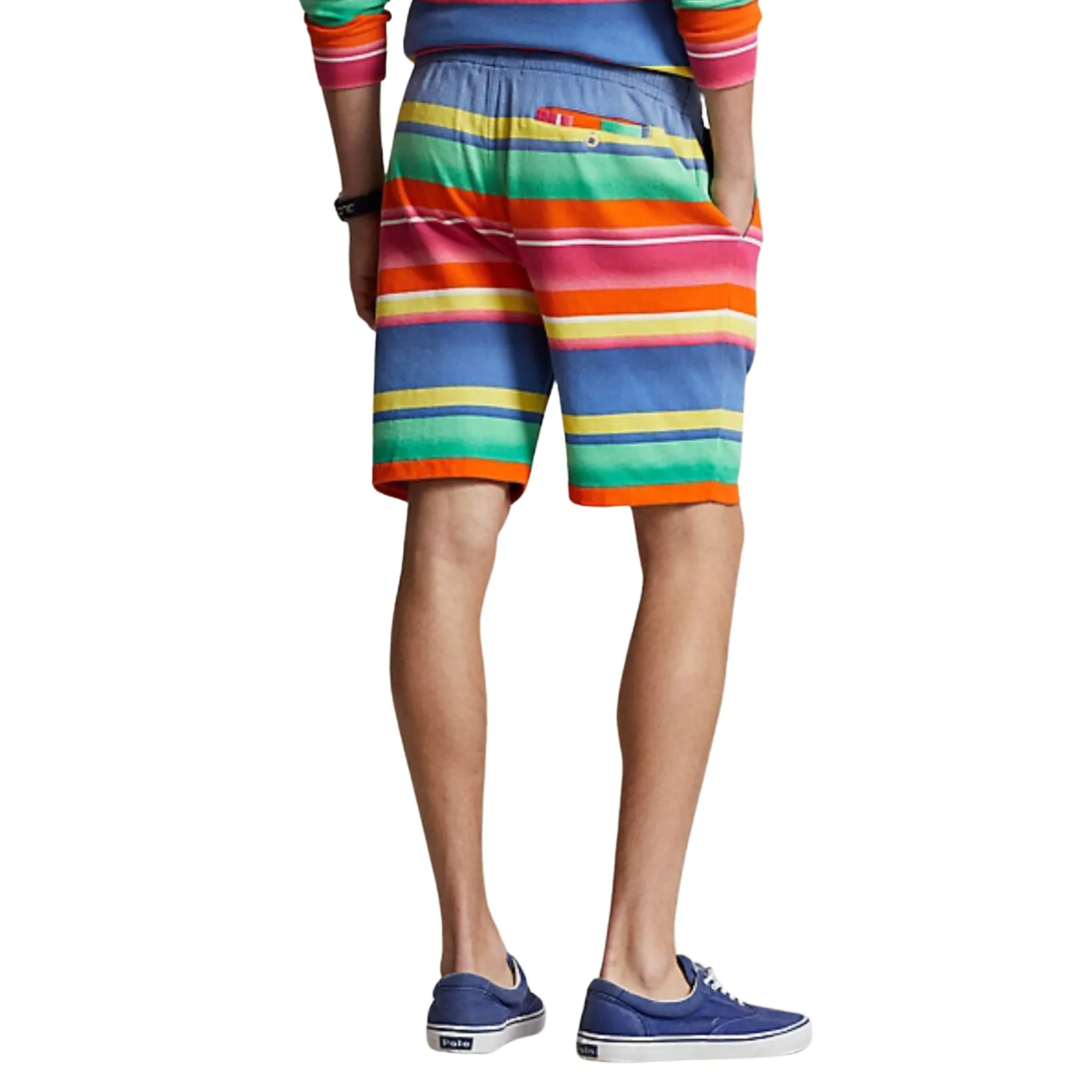 QuickAccessPockets AdjustableWaist Polo Ralph Lauren 8.5 Inch Striped Terry Short (Marais Stripe)