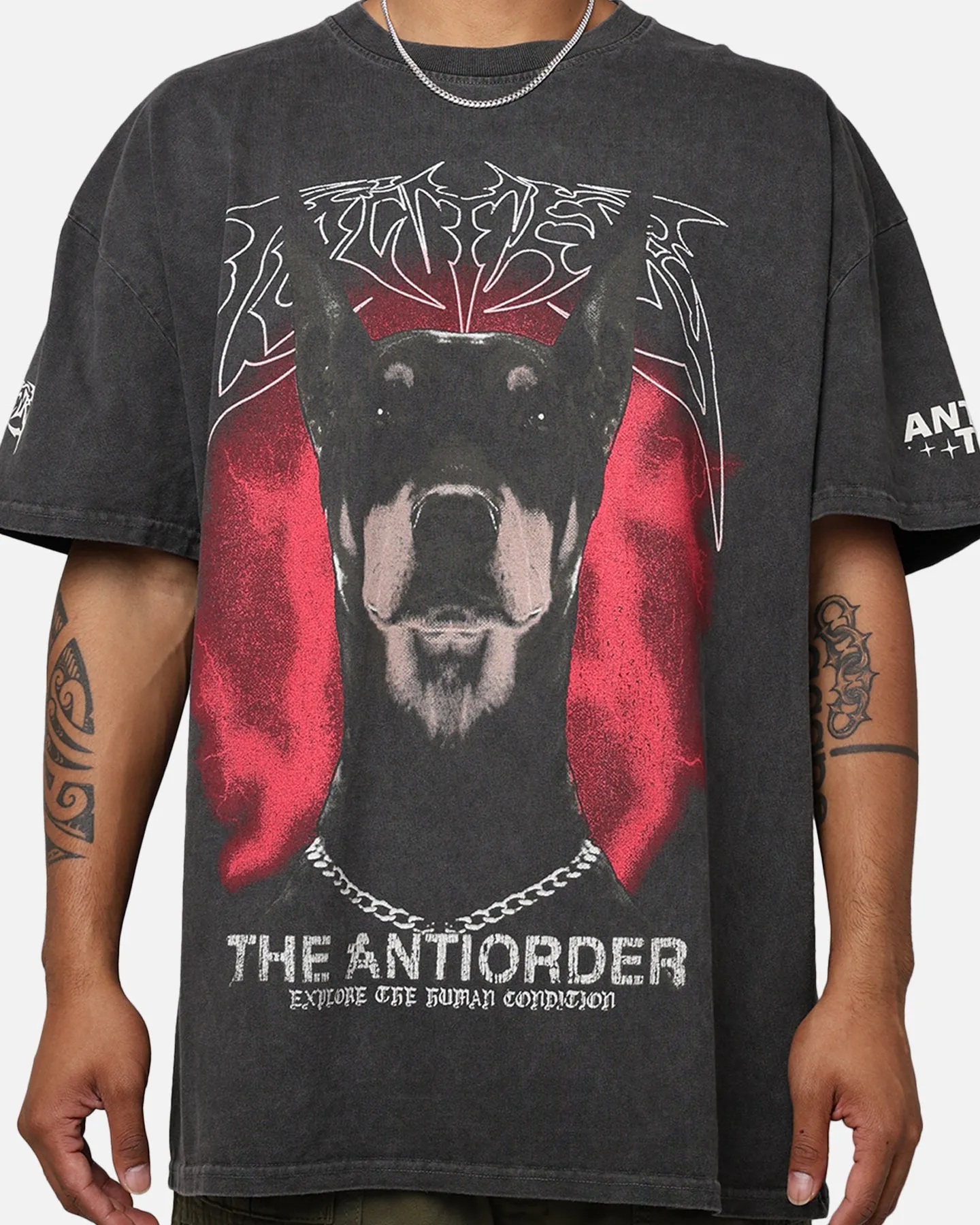 Comfortable Design Outdoor Look Loiter X The Anti Order Anti Tour Vintage T-Shirt Black Wash