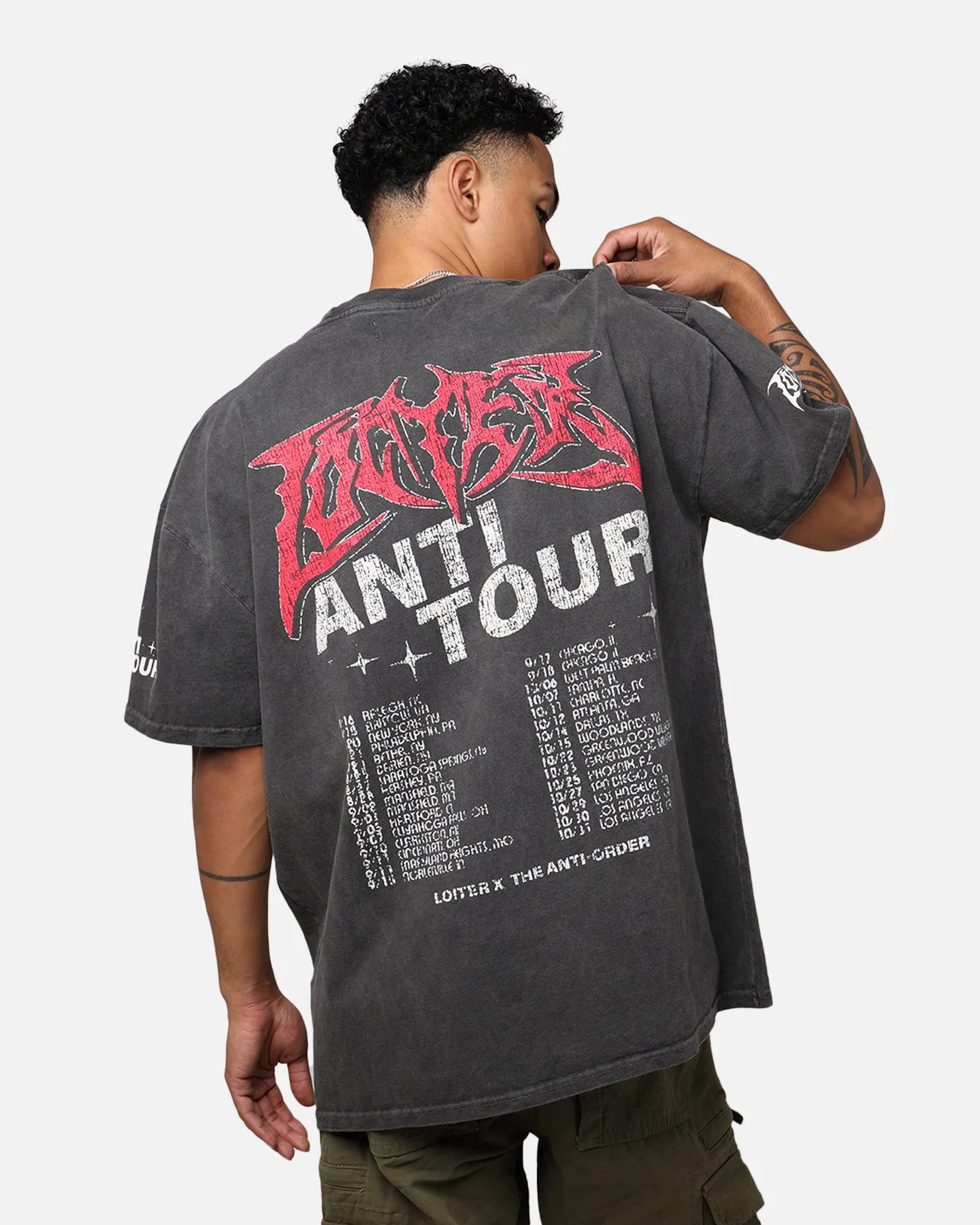 Loiter X The Anti Order Anti Tour Vintage T-Shirt Black Wash Sustainable Textile