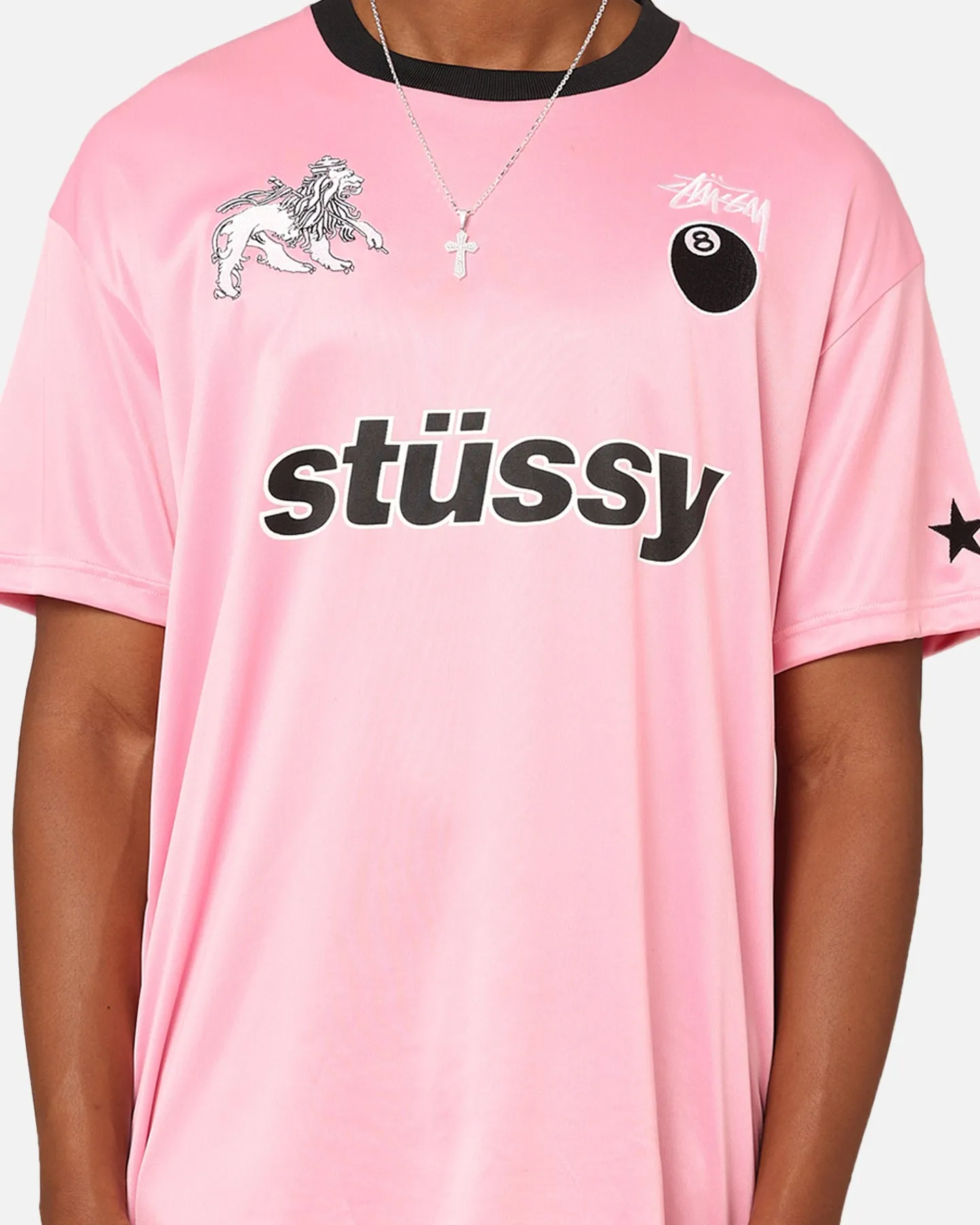Stussy Football T-Shirt Pink Minimal Outfit Water Based Ink