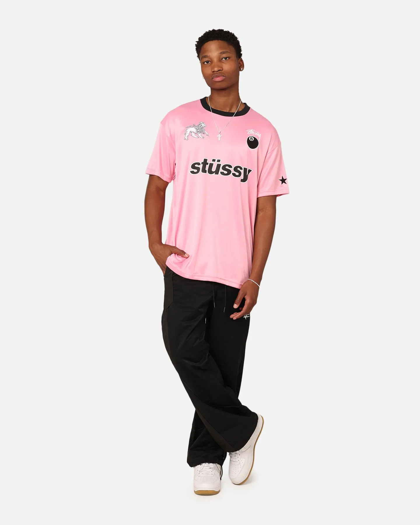 Lightweight Style Functional Side Gussets Stussy Football T-Shirt Pink