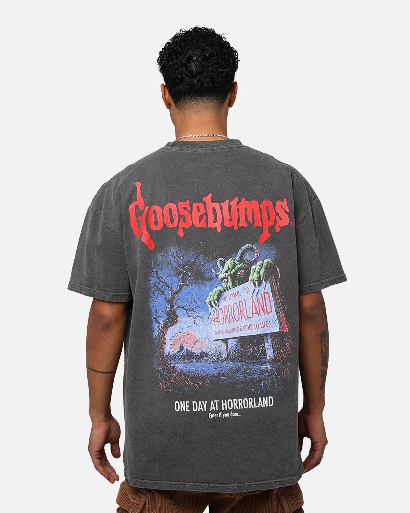 American Thrift X Goosebumps Horrorland Heavyweight T-Shirt Black Wash Everyday Fashion Look Minimalist Apparel