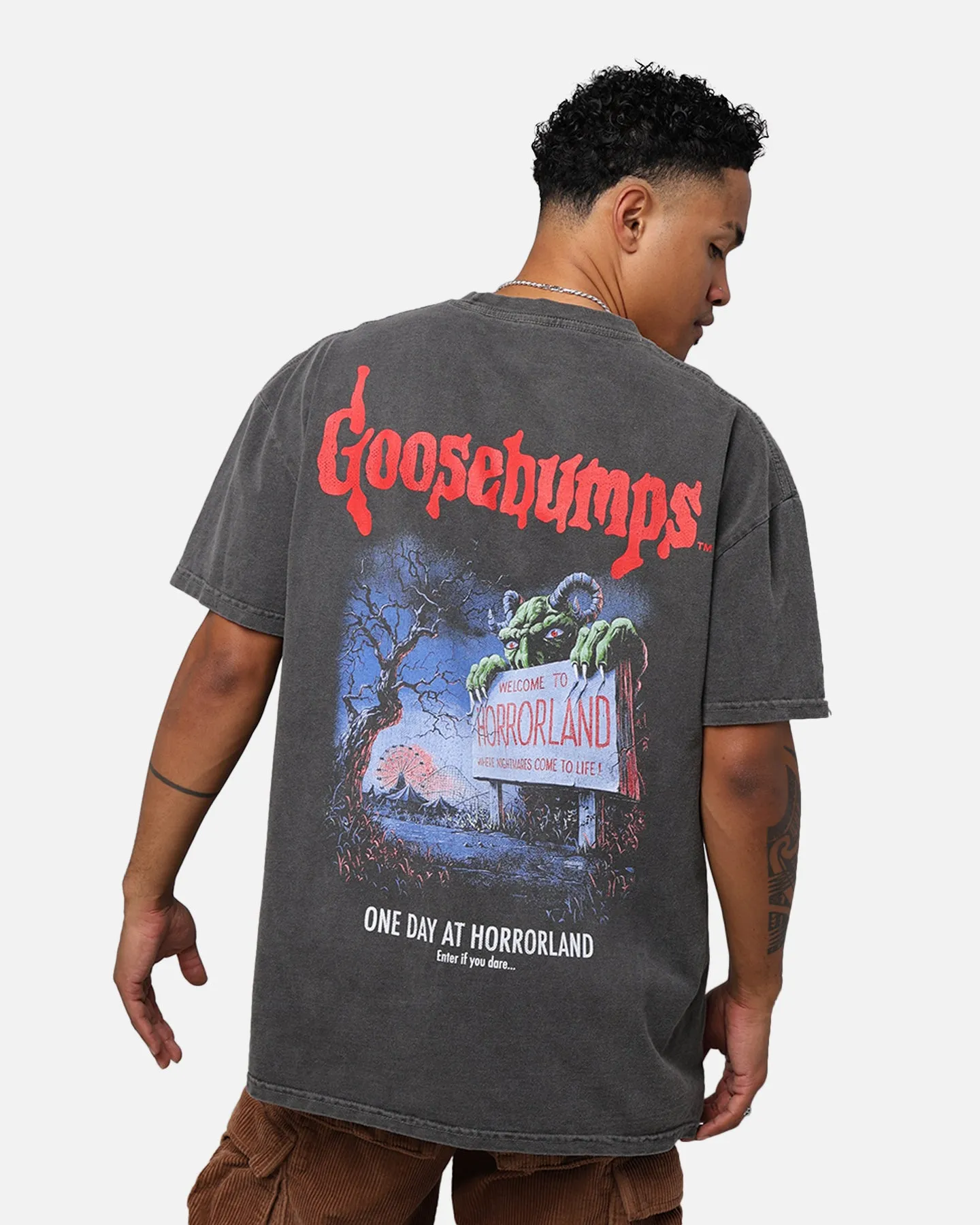 Comfort and Ease Chic Style Trend American Thrift X Goosebumps Horrorland Heavyweight T-Shirt Black Wash