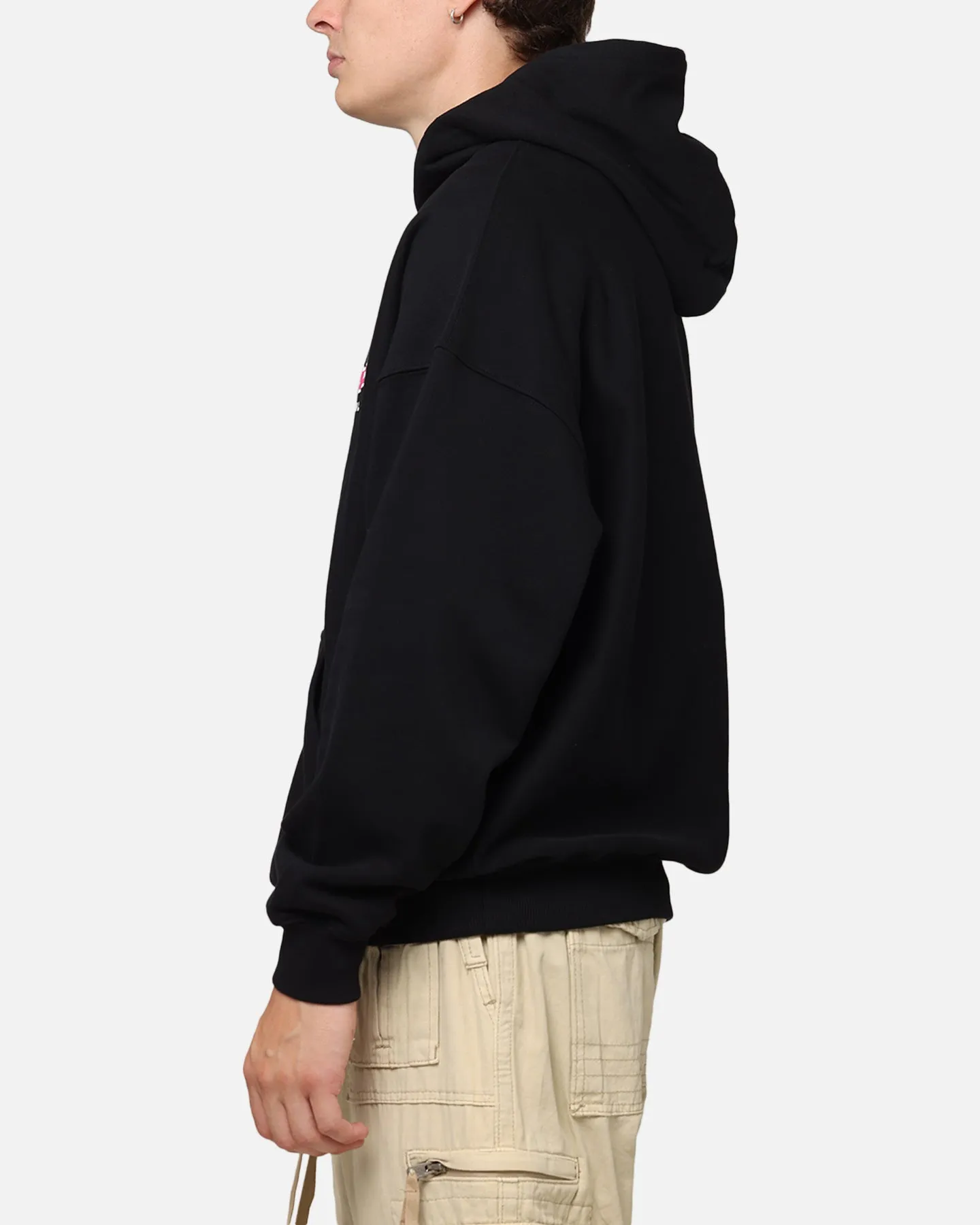 Casual Comfort Reinforced Hood Carre Race Script Hoodie Black